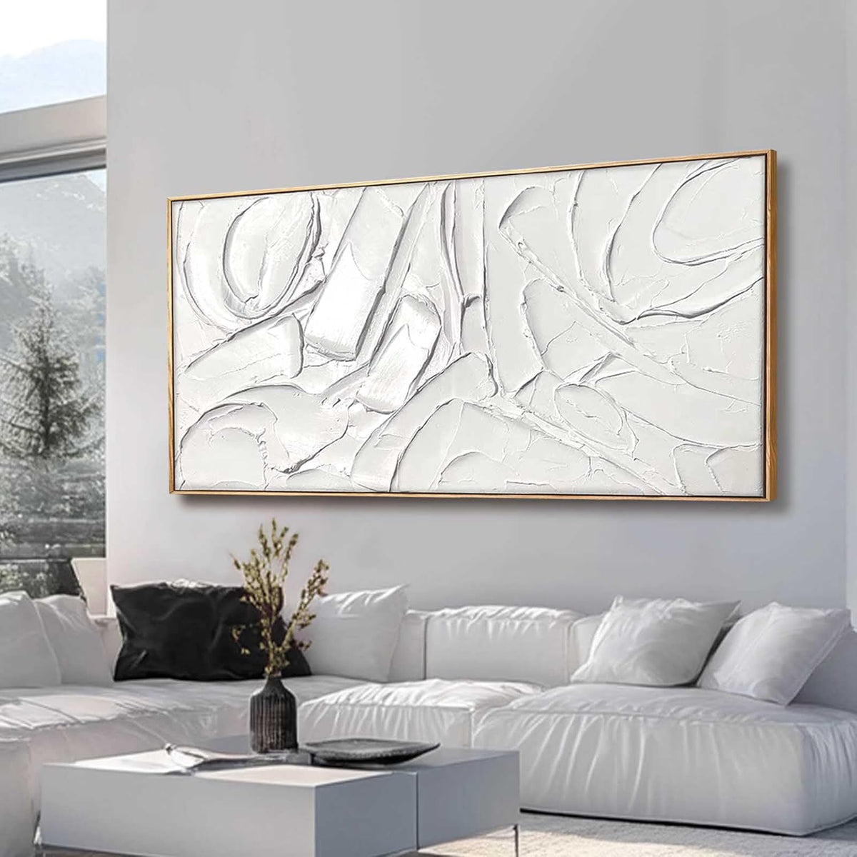 XIANSHOU Abstract Canvas Wall Art Simple Wall Pictures Textured Wall Decor 36"x70" Wall Decorations