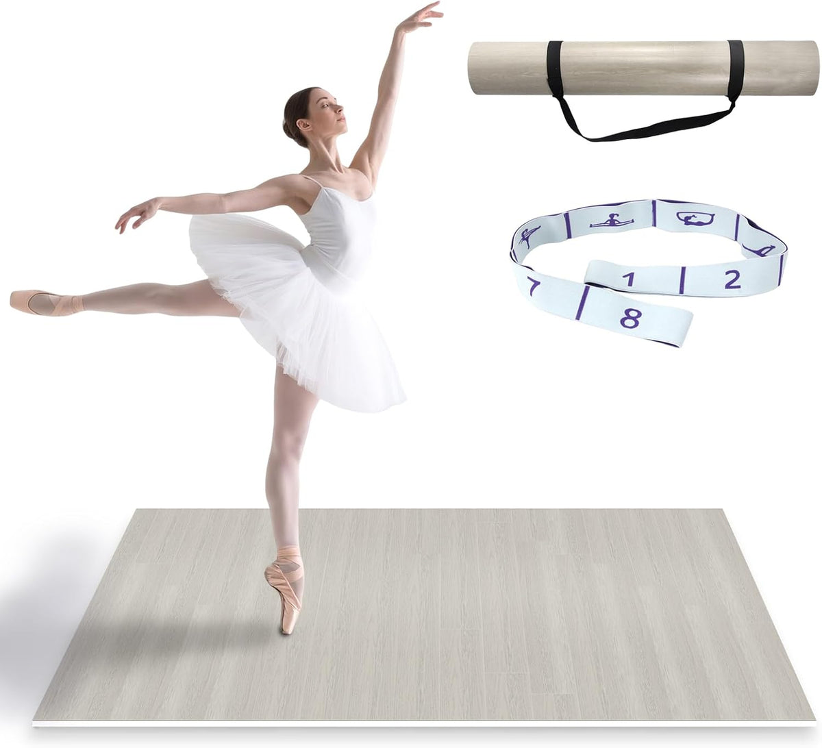 Dance Floor Mat Non-Slip with Shoulder Strap Portable and Dance Resistance Band, Dance Floor for