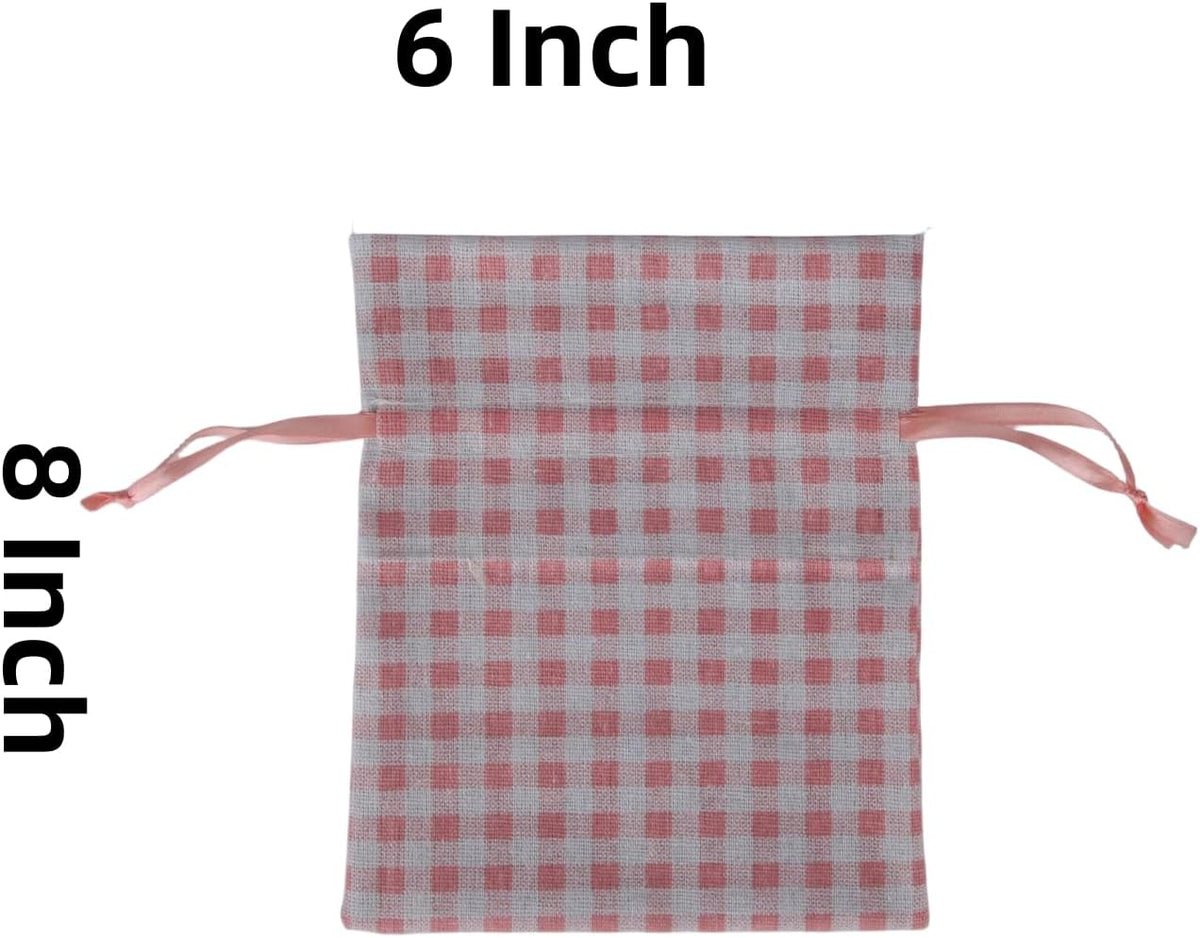Meseey 5 Pcs Large Buffalo Plaid Burlap Bags with Drawstring Gift Bags Gingham Sacks Bags Gift