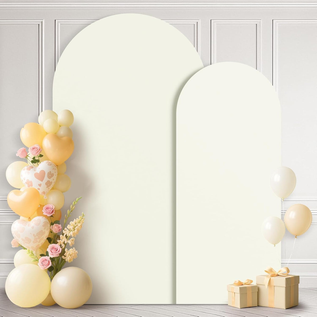 Ledido Wedding Arch Backdrop Cover 6FT 7.2FT Arch Covers 2Set Fitted Stretchy Spandex Round Top