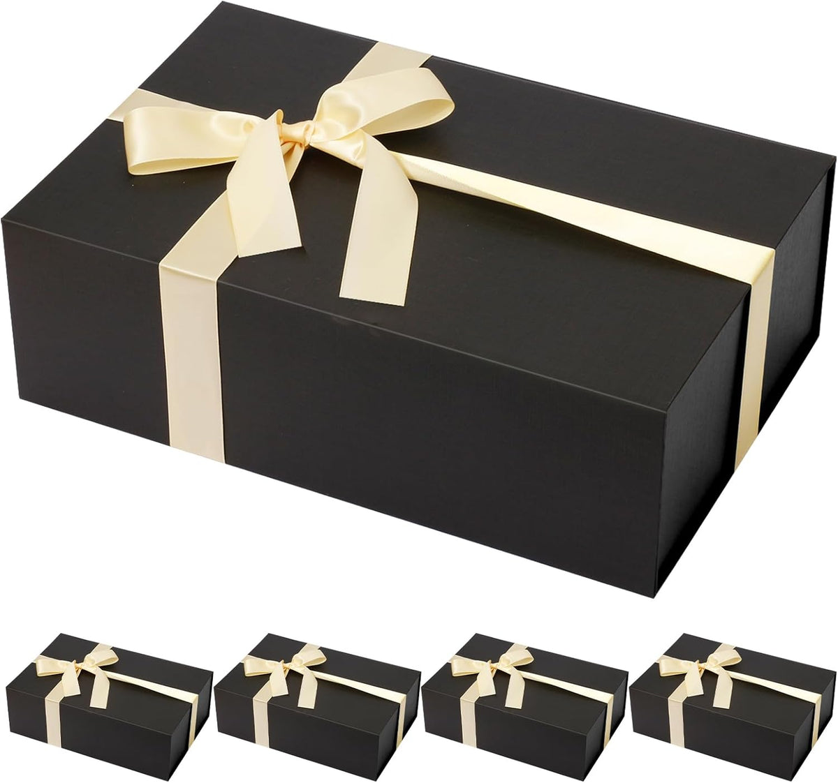 Rinrda 5 Pack Large Black Gift Box,13.75"x9"x4.5", Gift Boxes with Magnetic Lids for Presents