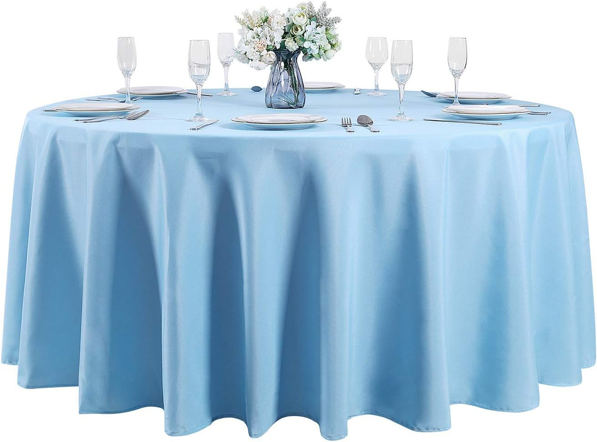 108 inch Round Tablecloth Washable Polyester Table Cloth Decorative Table Cover for Wedding Party
