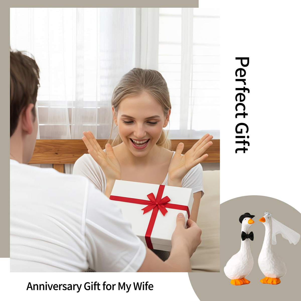 SUTIMAS Fun Wedding Cake Toppers Unique Goose Cake Toppers, Couples Wedding Cake Decorations, Cool