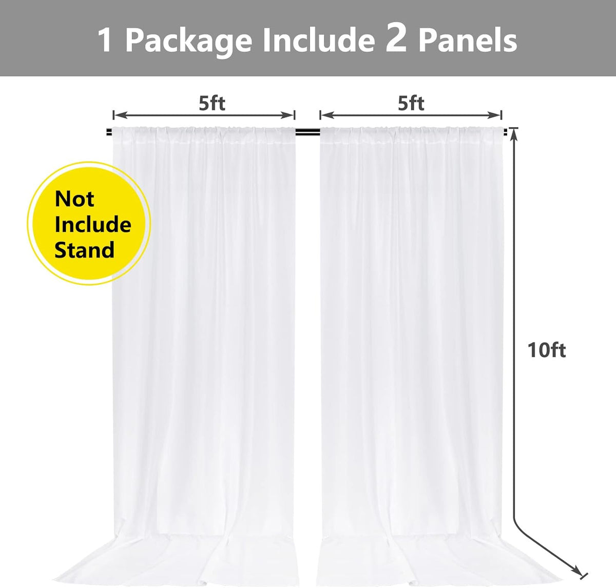 10 ft × 10 ft White Backdrop Curtain for Wedding Decor Holiday Party - White Wedding Backdrop