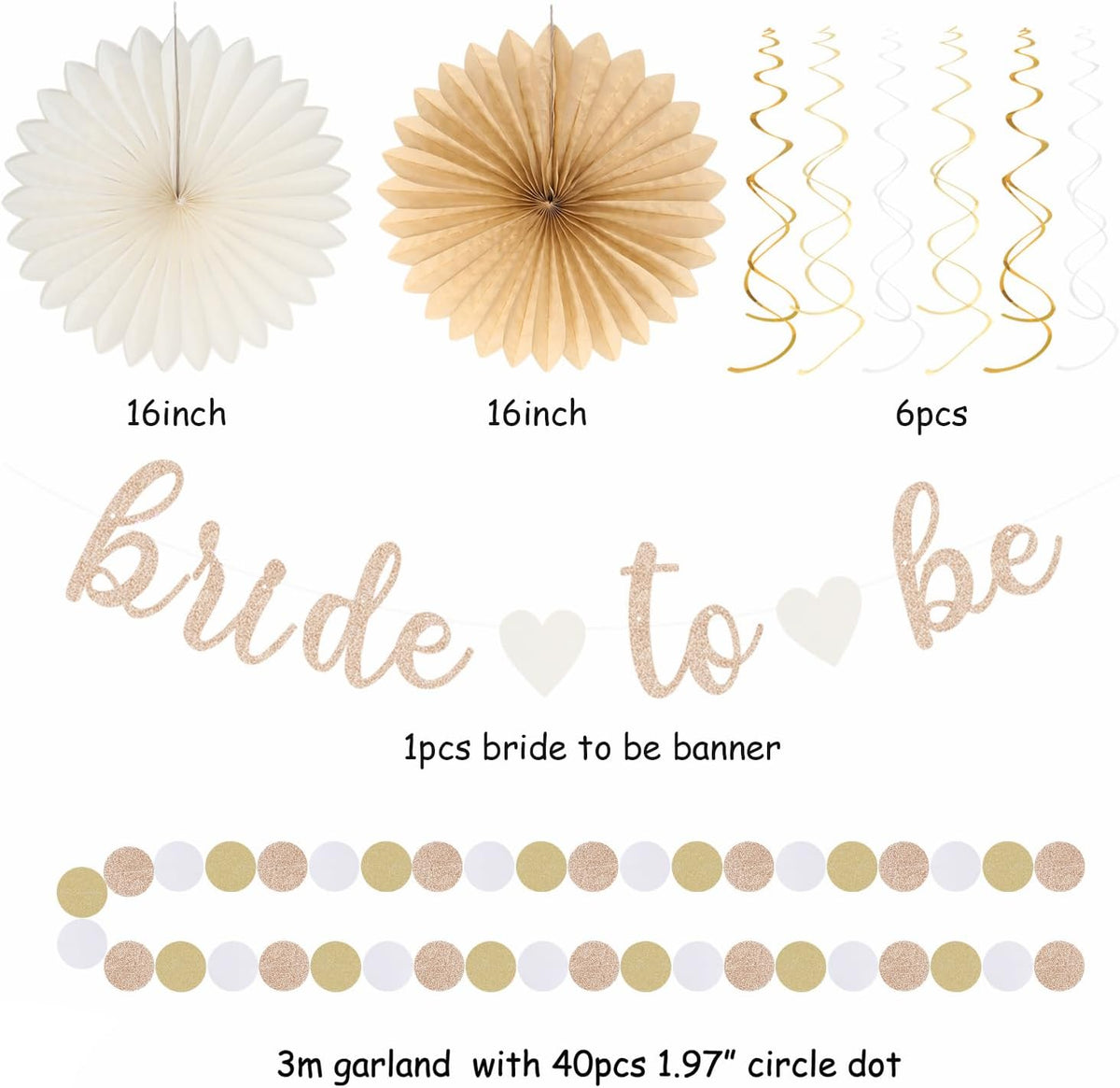 Champagne-Gold Beige Fall Boho Bachelorette Party-Decorations - 21pcs Women Bridal Shower Banner