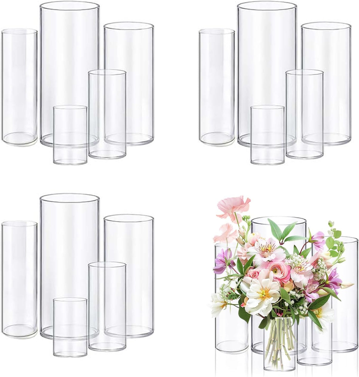 15pcs Glass Vase Cylinder Vases for Centerpieces Small Flower Glass Vases Home Decor Centerpiece