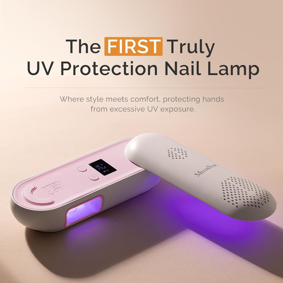 MelodySusie Plus20F Cordless UV Nail Lamp, Innovative UV Protection Light for Gel Nails with 2