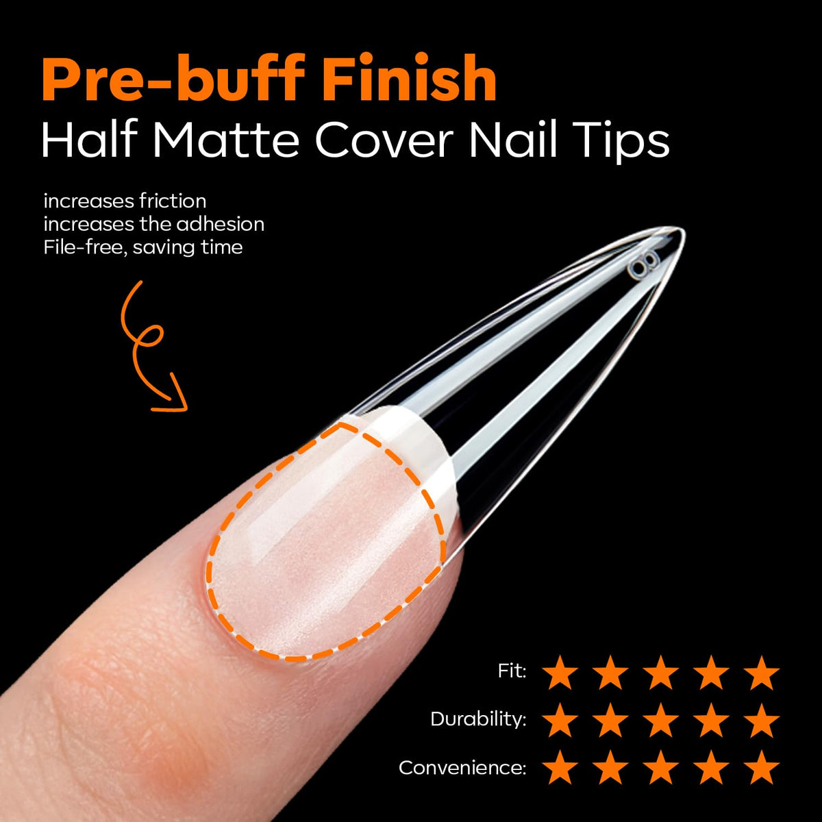 modelones Long Stiletto Nail Tips, Pre-shaped Soft Gel Tips Fake Nails False Acrylic Clear Full