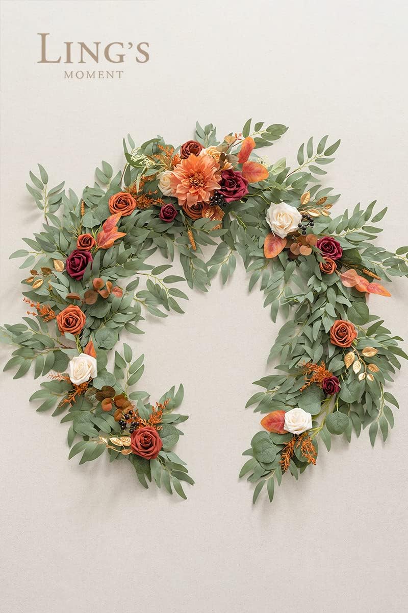 Ling's Moment Terracotta Flower Garland - 6FT Eucalyptus & Rose - Sweetheart Table Decor for