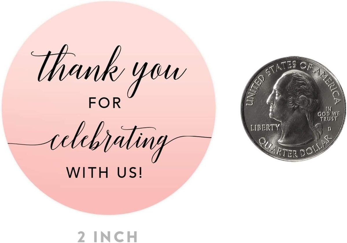 Andaz Press Blush Pink Rose Elegant Party Collection, Round Circle Label Stickers, Thank You for