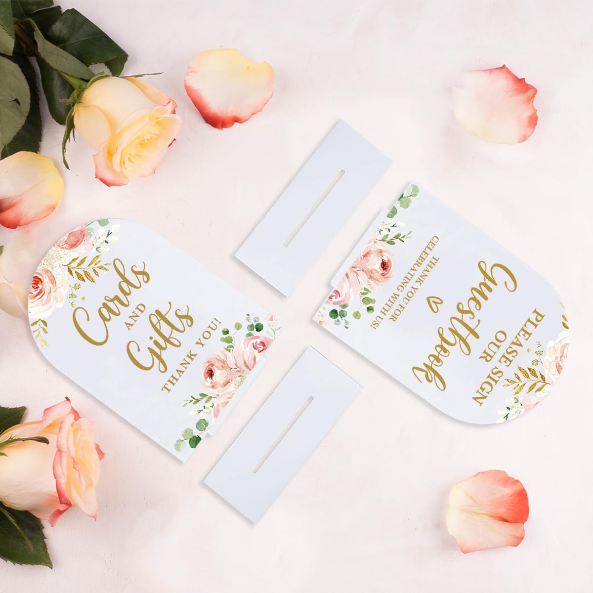 2 Pcs Acrylic Wedding Signs for Reception, Bridal Shower Decorations, Cards and Gifts Signs, Guest