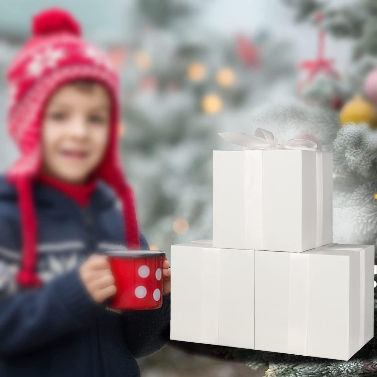 COTOPHER Small Gift Boxes 25 Pack 5x5x5 inches White Gift Boxes with Lids for Gifts, Crafting
