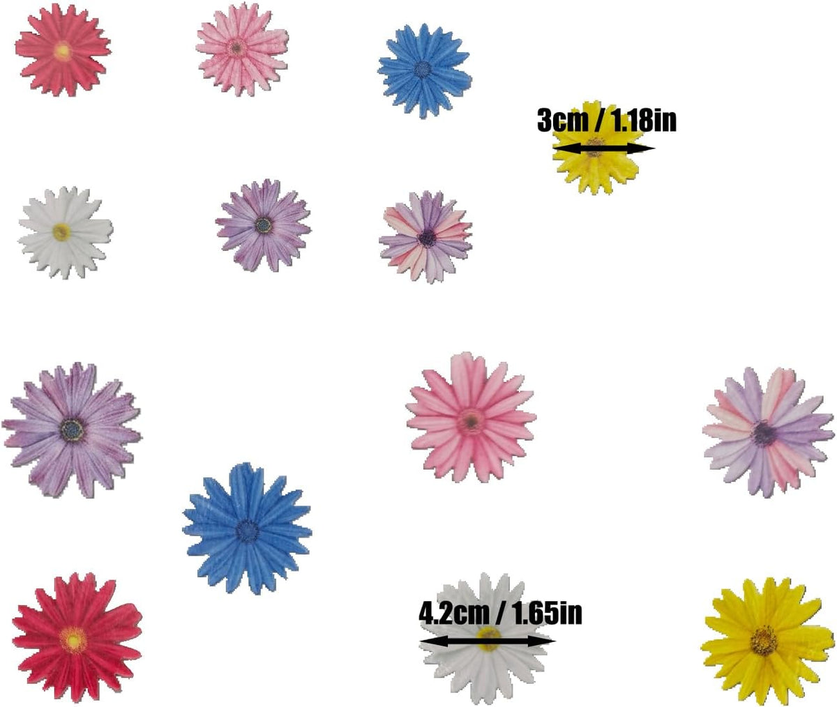 65pcs Edible Mixed Daisy for Cake Decorating Daisies Cupcake Toppers Wedding Themed Party Birthday