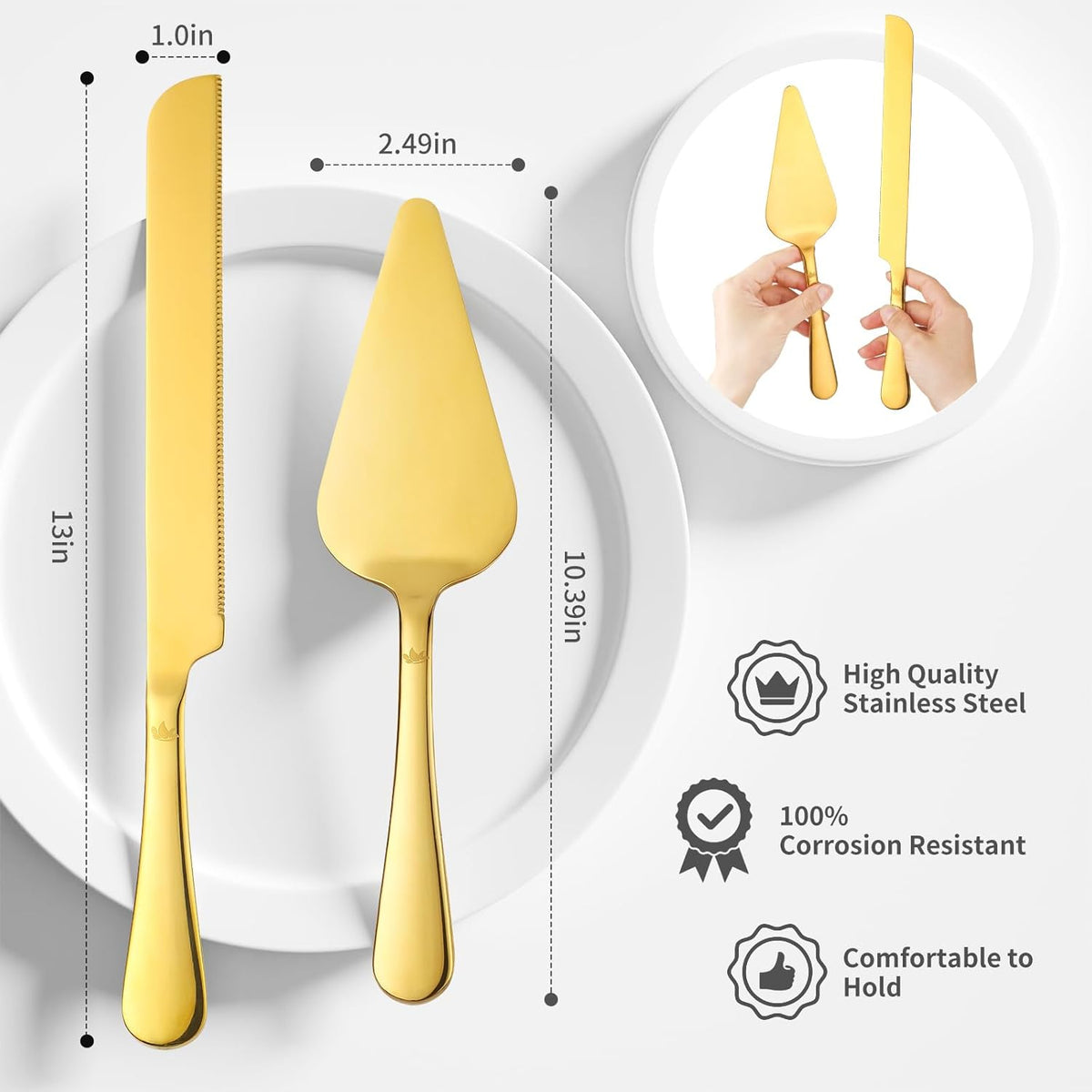 Cake Cutting Set for Wedding - Extended Cake Knife And Server Set Thickened Stainless Steel Cake
