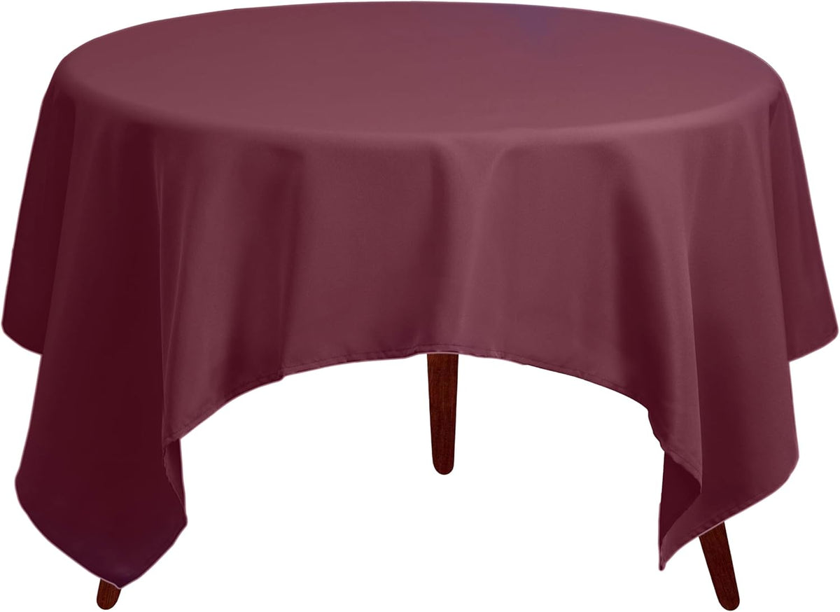 Gee Di Moda Square Tablecloth - 52 x 52 Inch Burgundy Table Cloth for Small Square or Round Tables