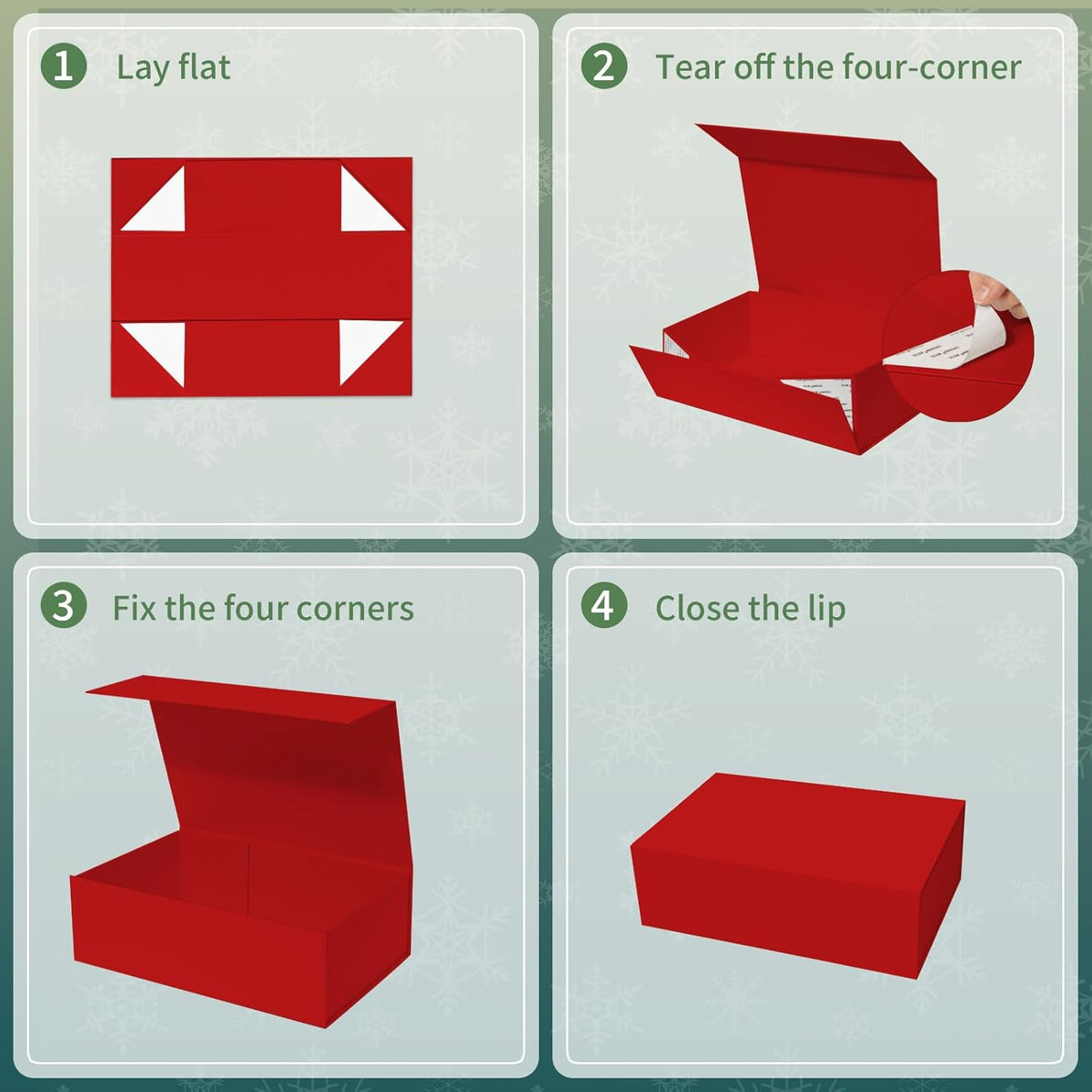 Rinrda Large Christmas Red Gift Box,13.75"x9"x4.5", Gift Boxes with Magnetic Lids for Presents