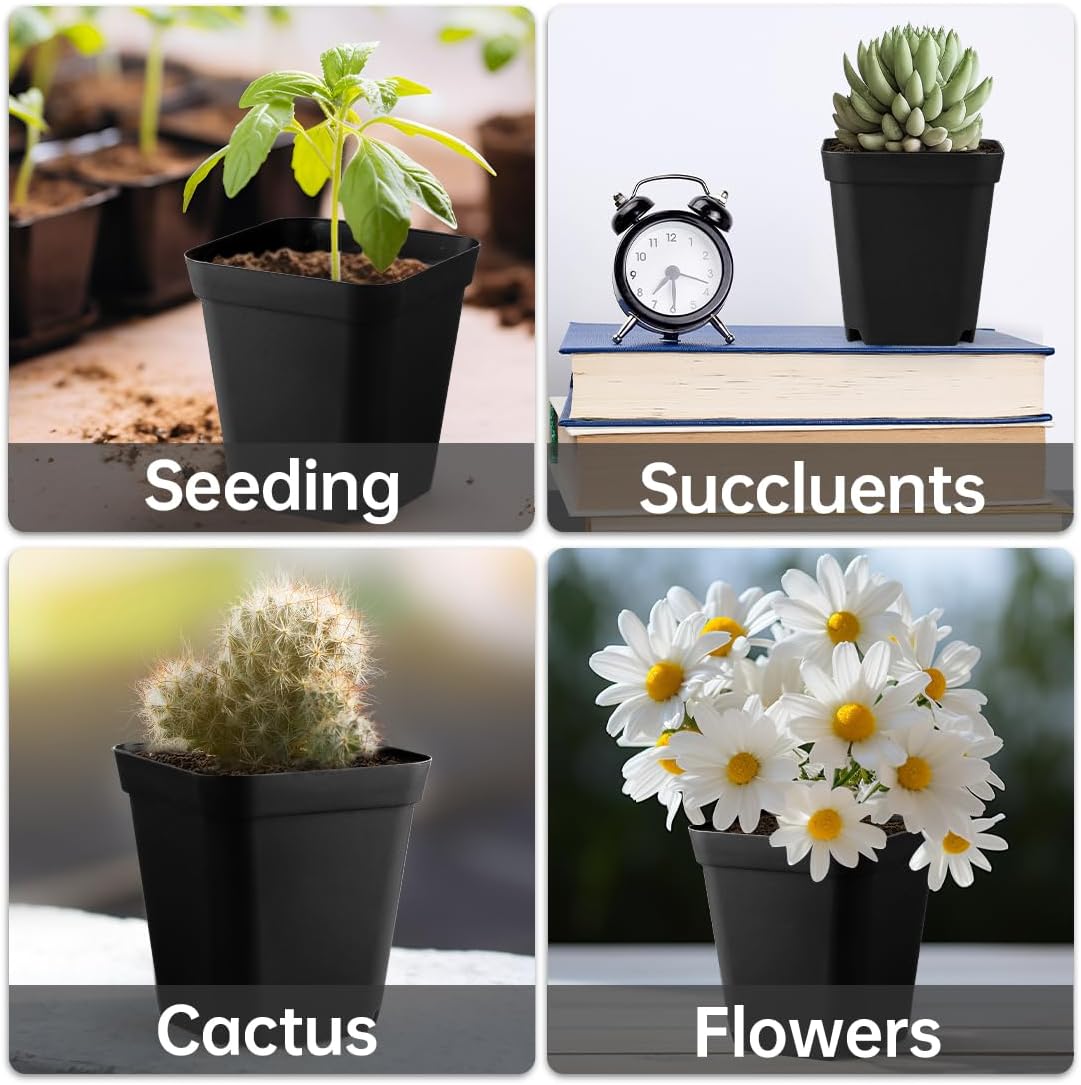 60 Pcs Nursery Pots 2.7 Inch, Plastic Seed Starting Pot with Drainage Holes, Sturdy Seedling pots