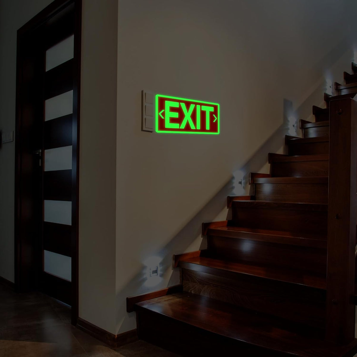 20 Pcs Glow in the Dark Exit Signs for Business 12 x 7 Inch Photoluminescent Signs Stickers for