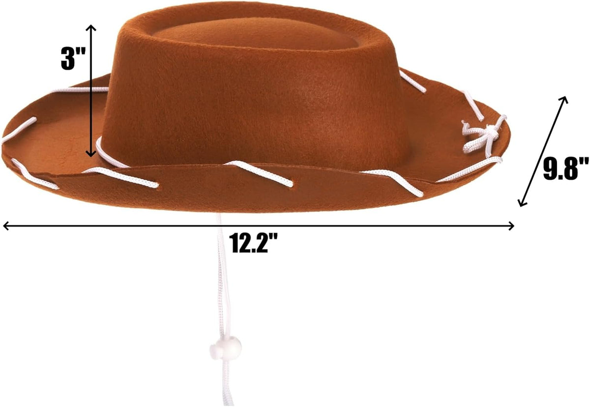 Peohud 4 Pack Felt Cowboy Hat, Small Western Cowgirl Hat, Wide Brim Cowboy Hat with Neck