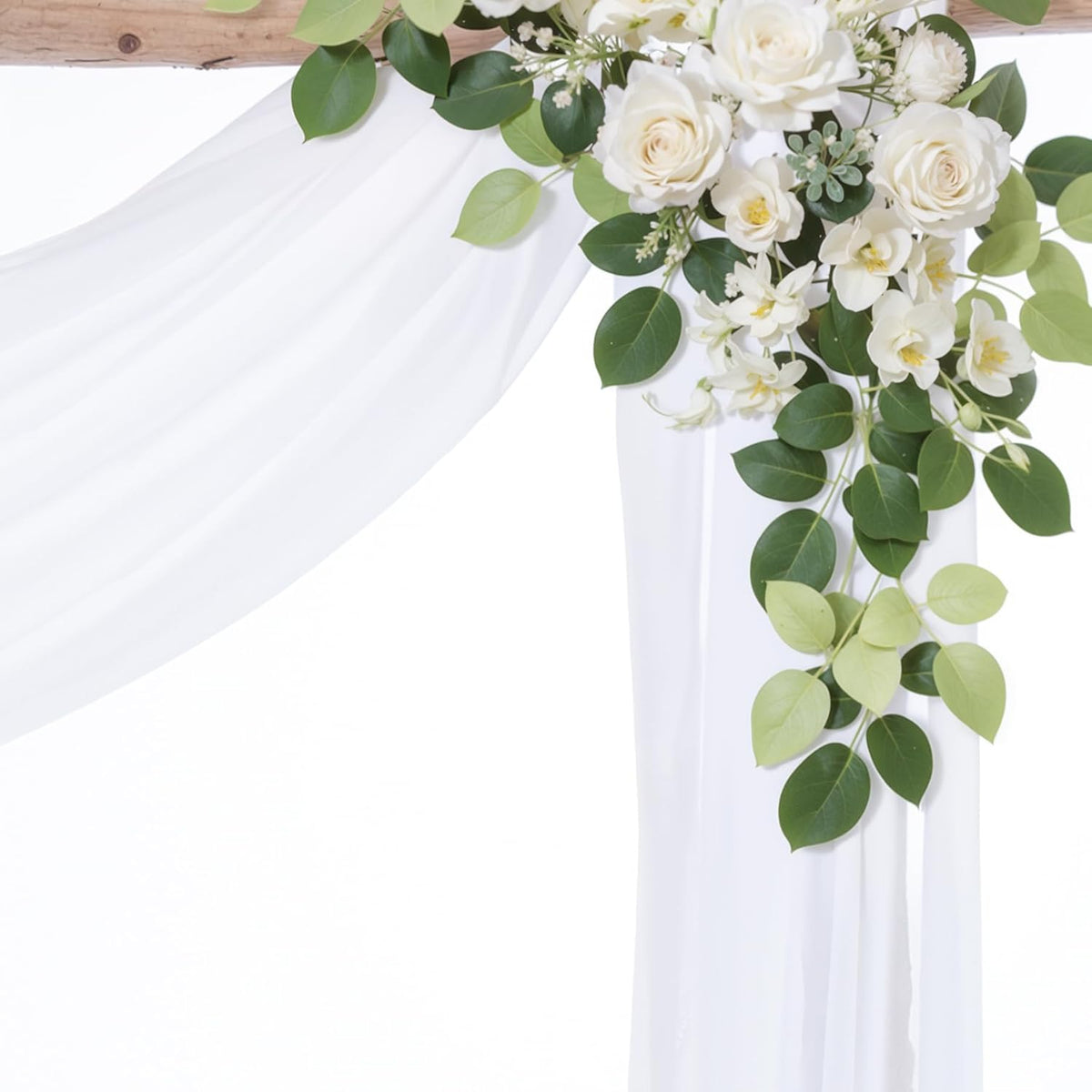 PARTISKY Wedding Arch Draping Fabric,1 Panel 18FT White Drapes Chiffon Fabric Drapery Decorations