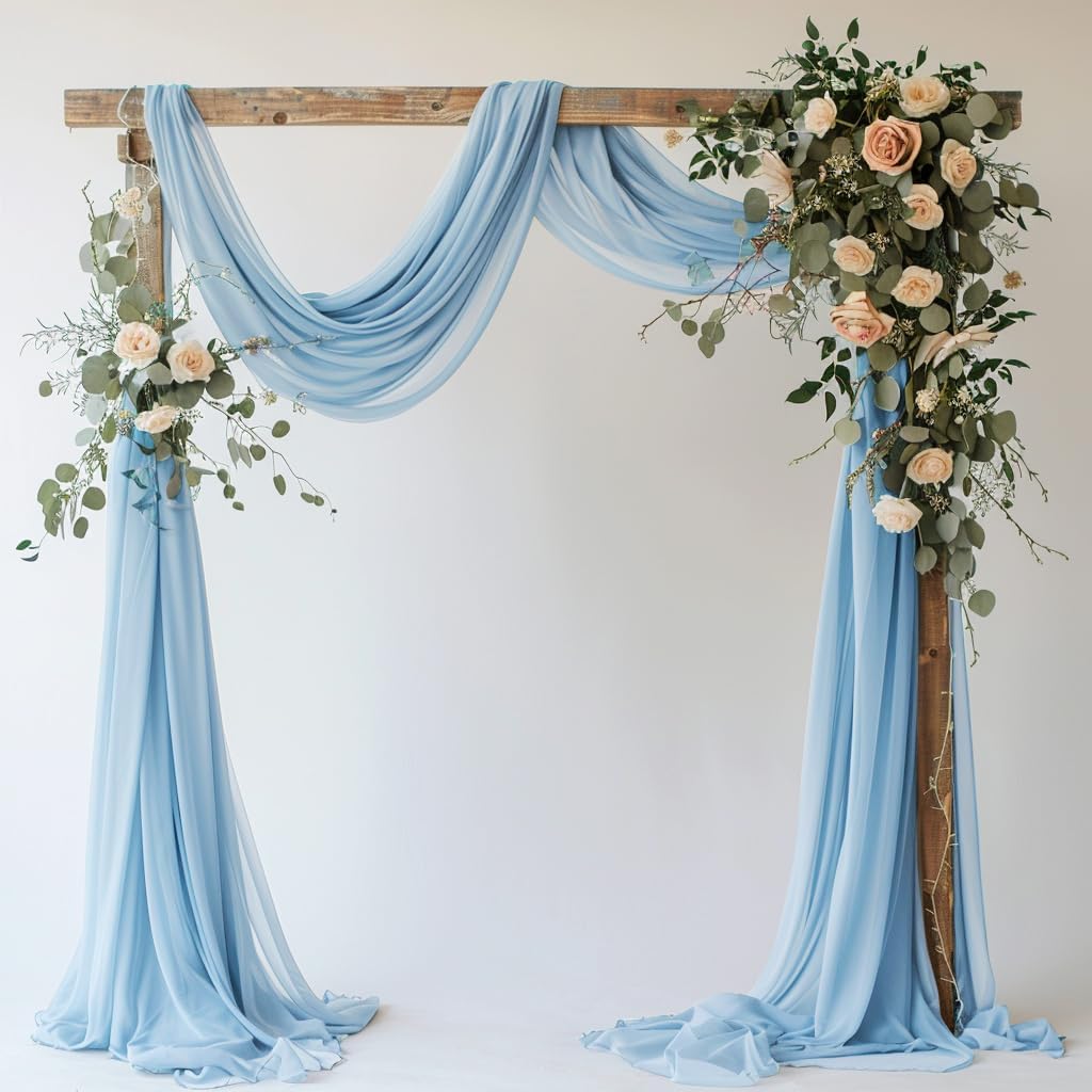 Wedding Arch Draping Fabric 1 Panel 28.7" x 20FT Baby Blue Sheer Chiffon Backdrop Drapes for