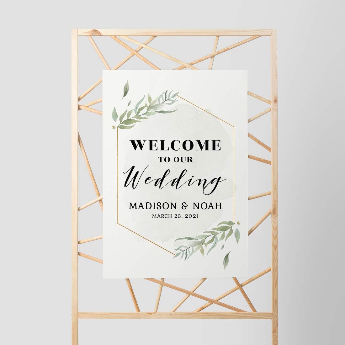 Andaz Press Personalized Extra Large Wedding Easel Board Party Sign, 12x18-inch, Modern Black, Gold