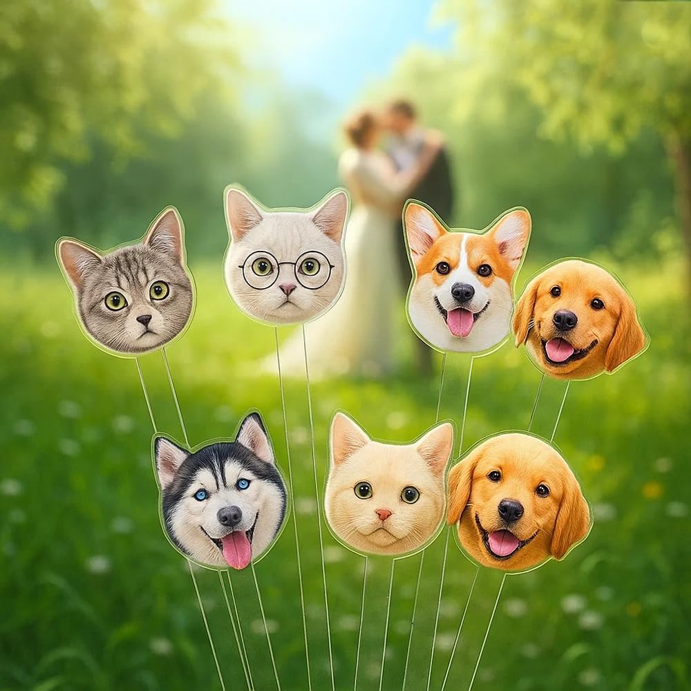 Personalized 50 pcs Double-Sided Wedding Pet Stir Sticks, Custom Dog/Cat/Face/Logo Drink Stirrers