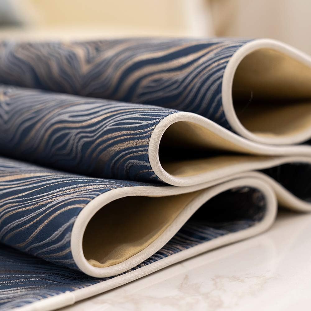 Avigers 12 x 72 Inch Decorative Luxury Abstract Striped Navy Blue Table Runners with Tassels for