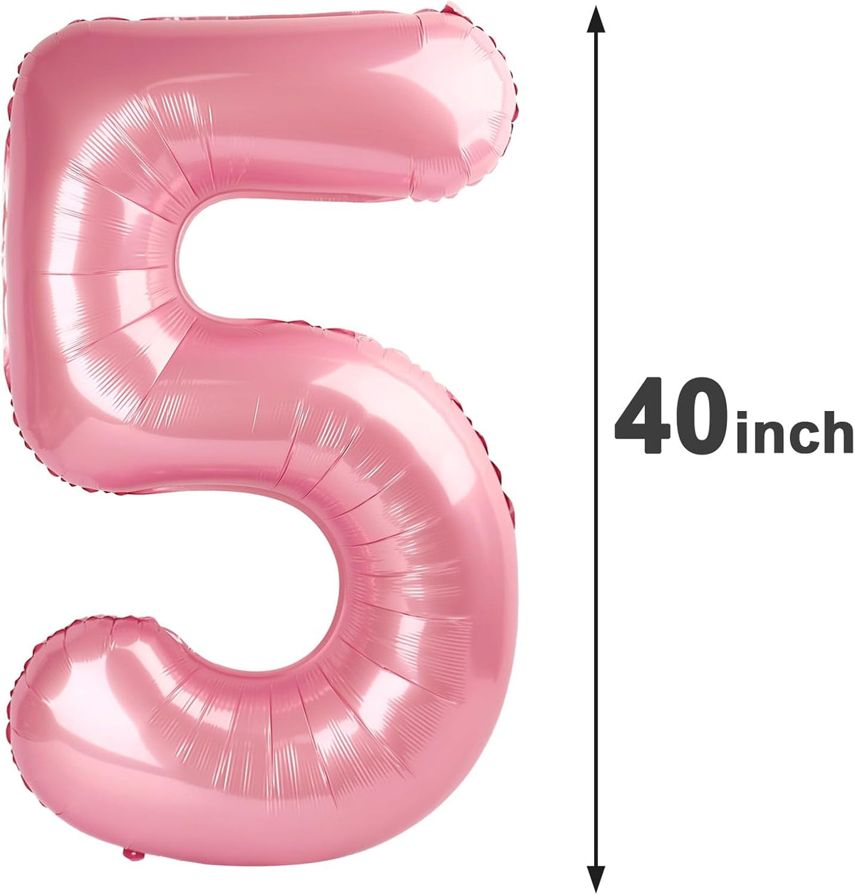 Pearlescent Pink 40 Inch Large Number 5 Birthday Balloon, Five 5th 15 25 35 50 55 Birthday