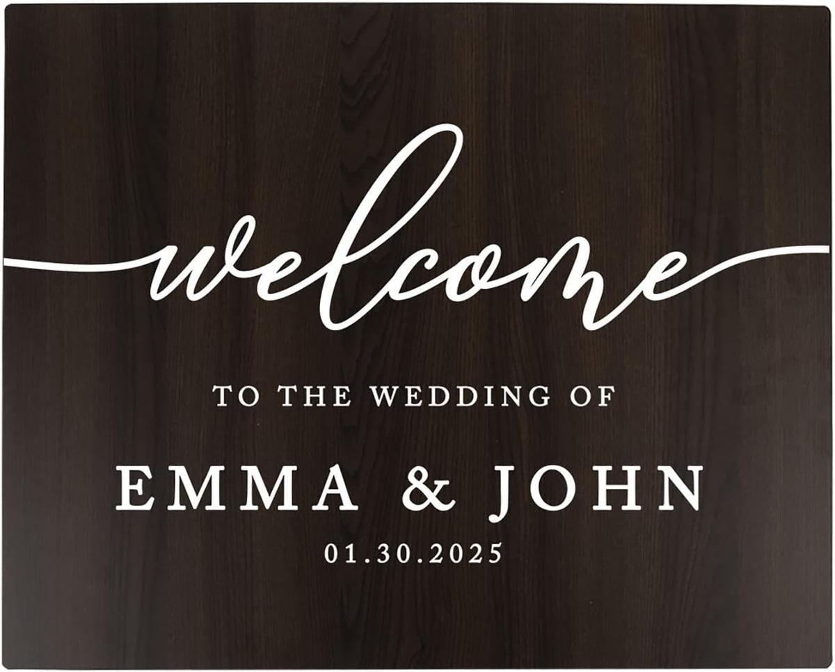 Andaz Press Large Wooden Welcome Sign for Wedding, Rustic Welcome Sign 16" x 20" Custom Names &