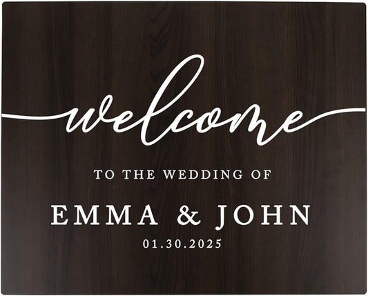 Andaz Press Large Wooden Welcome Sign for Wedding, Rustic Welcome Sign 16" x 20" Custom Names &