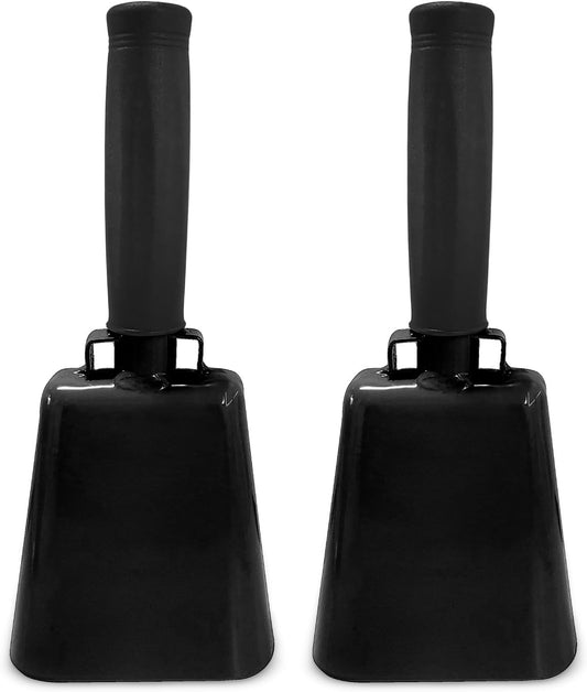 Deke Home - 2 Pack 7 Inch Steel Cowbells with Handle, Loud Noise Makers for Football, Sports