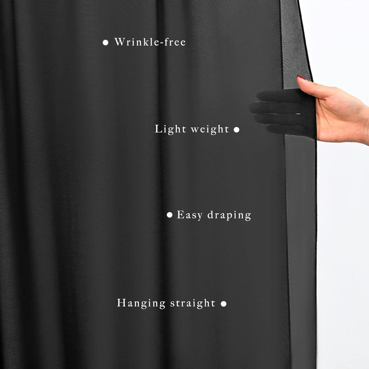 20Ft Length x 28" Width 2 Panels Wedding Arch Draping Fabric Black Arch Drapes Chiffon Fabric Sheer