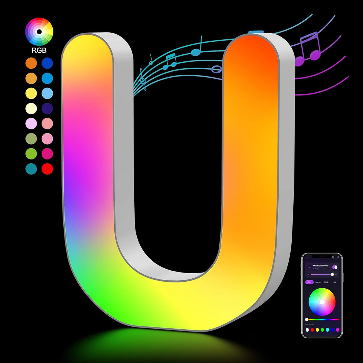OJQ Light Up Letters LED Letter - Bedroom Lighted Colorful Alphabet Letter Music Sync Color Change