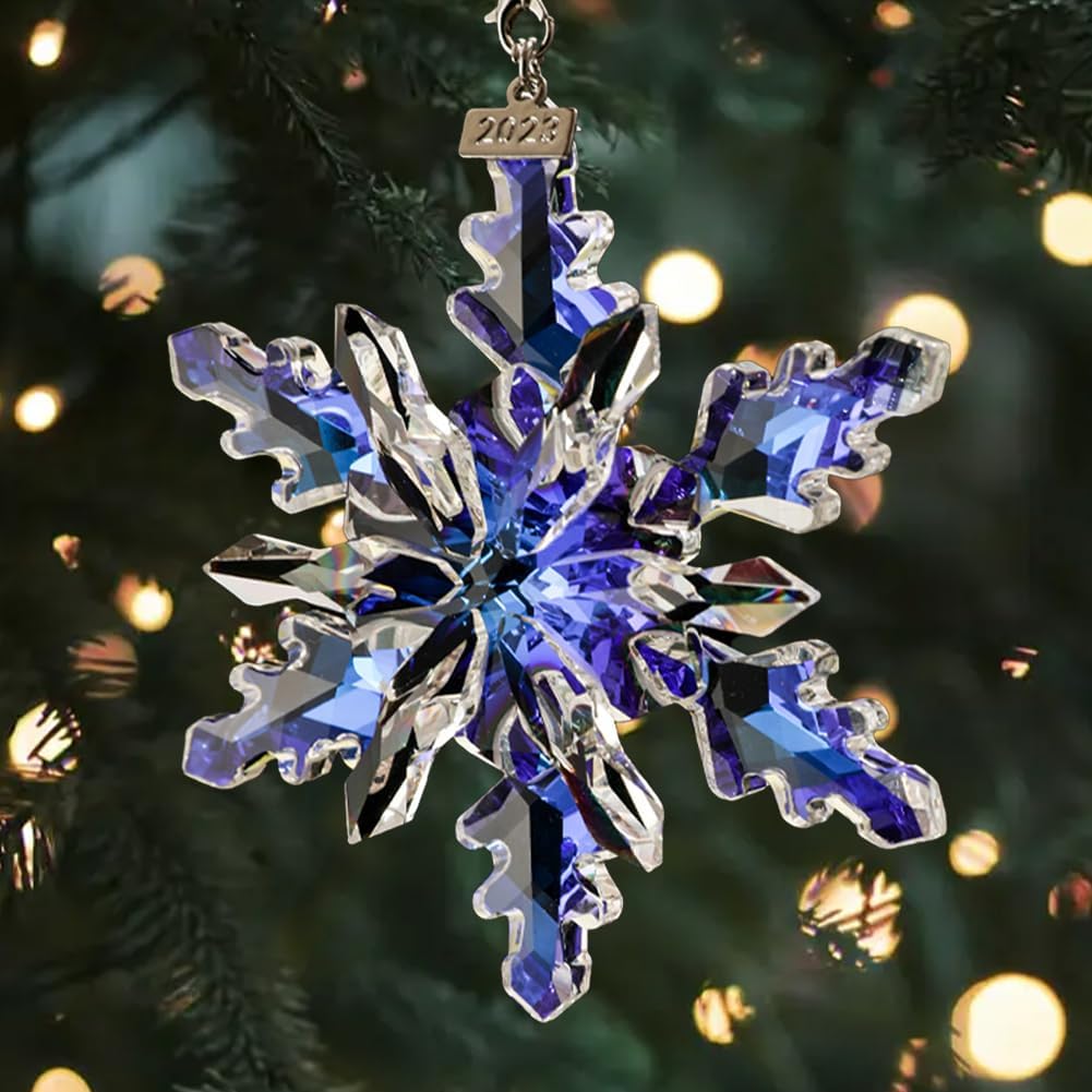 2024 Christmas Ornament Crystal Snowflake Ornaments Annual Edition Christmas Tree Ornament Home