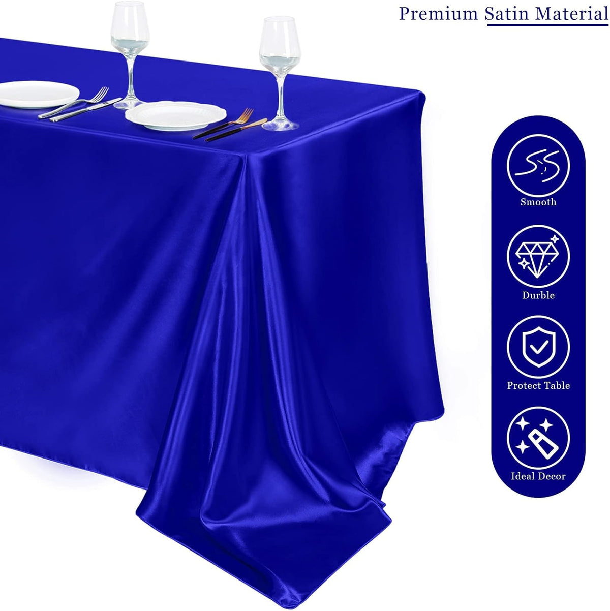 TURSTIN 4 Packs Satin Tablecloth 102 x 58 Inch Overlay Satin Table Cover Rectangle Bright Silk