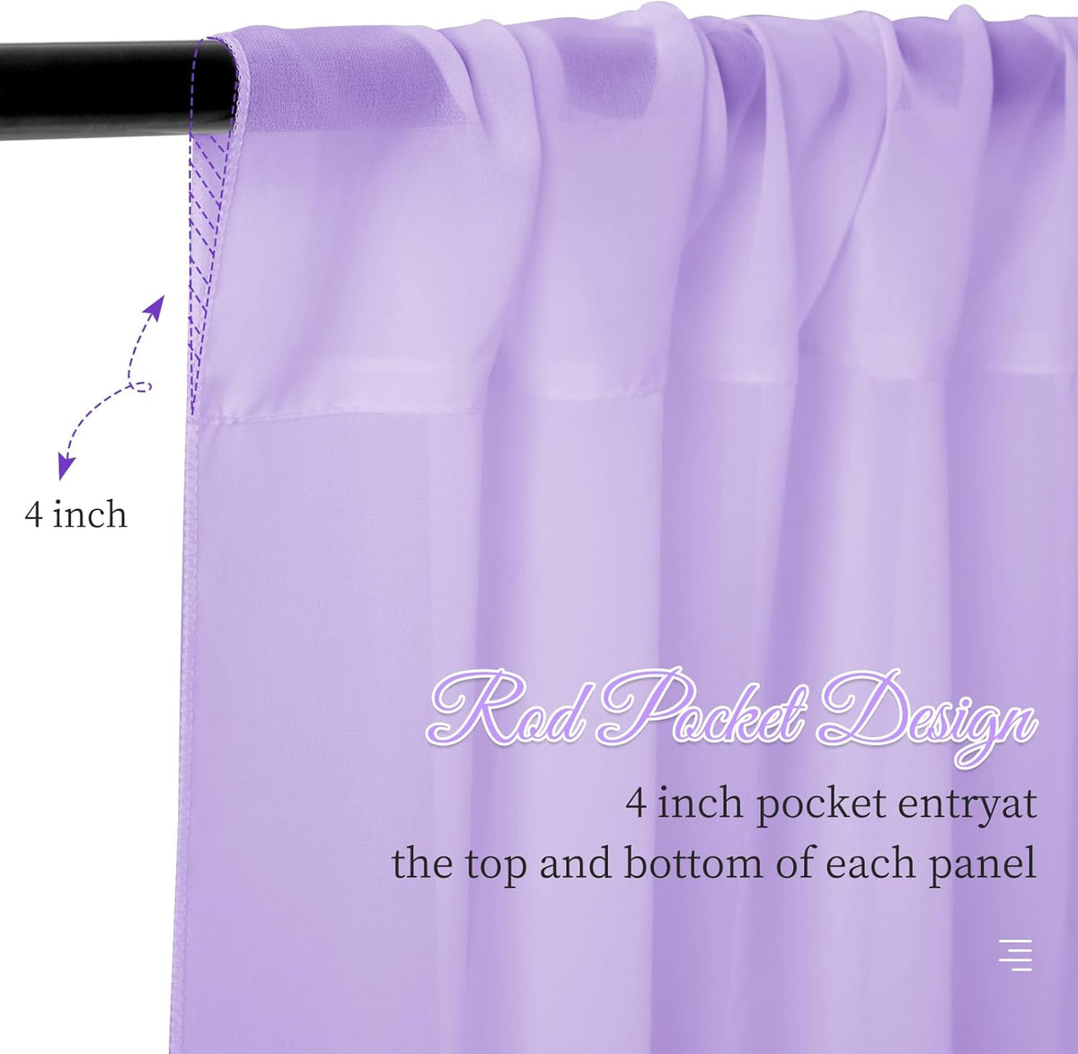 6 Panels Lilac Wedding Ceiling Drapes 5ftx20ft Ceiling Drapes Chiffon Fabric Arch Draping Sheer