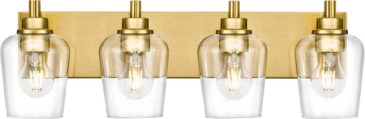 Bathroom Light Fixtures, 4-Light Modern Vanity Light with Clear Glass Wine Glass-Shaped Shade