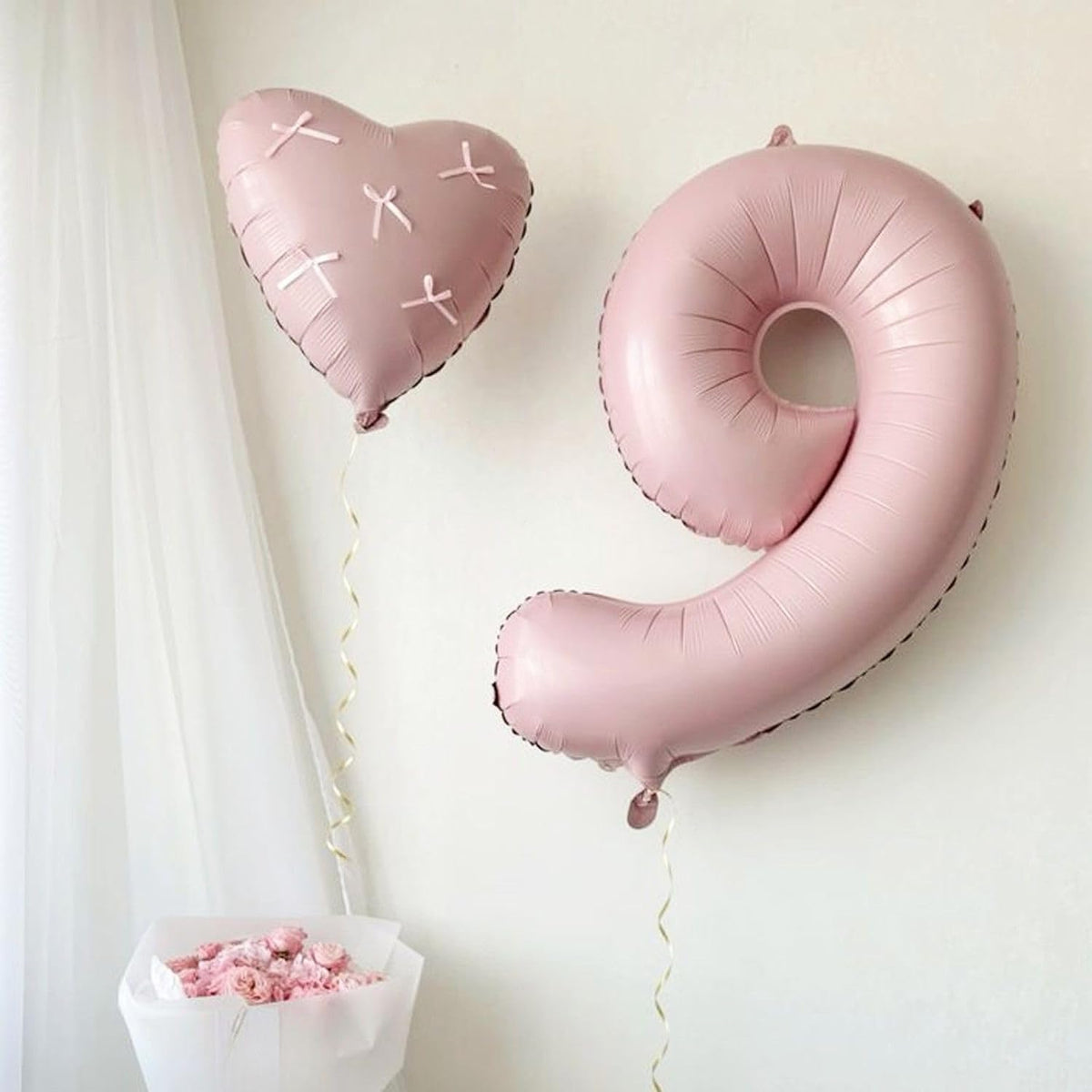 Baby Pink Heart Balloons,12Pcs 18 Inch Pastel Pink Foil Love Heart Shaped Balloons for Girl Party
