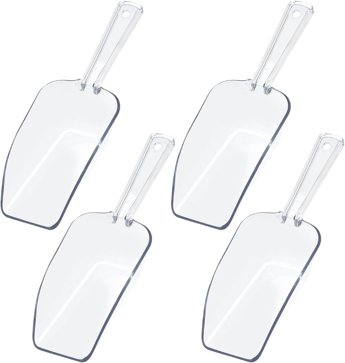 4Pcs Clear Plastic Ice Scoop for Freezer, Mini Candy Popcorn Scoops for Buffet Food Dry Goods