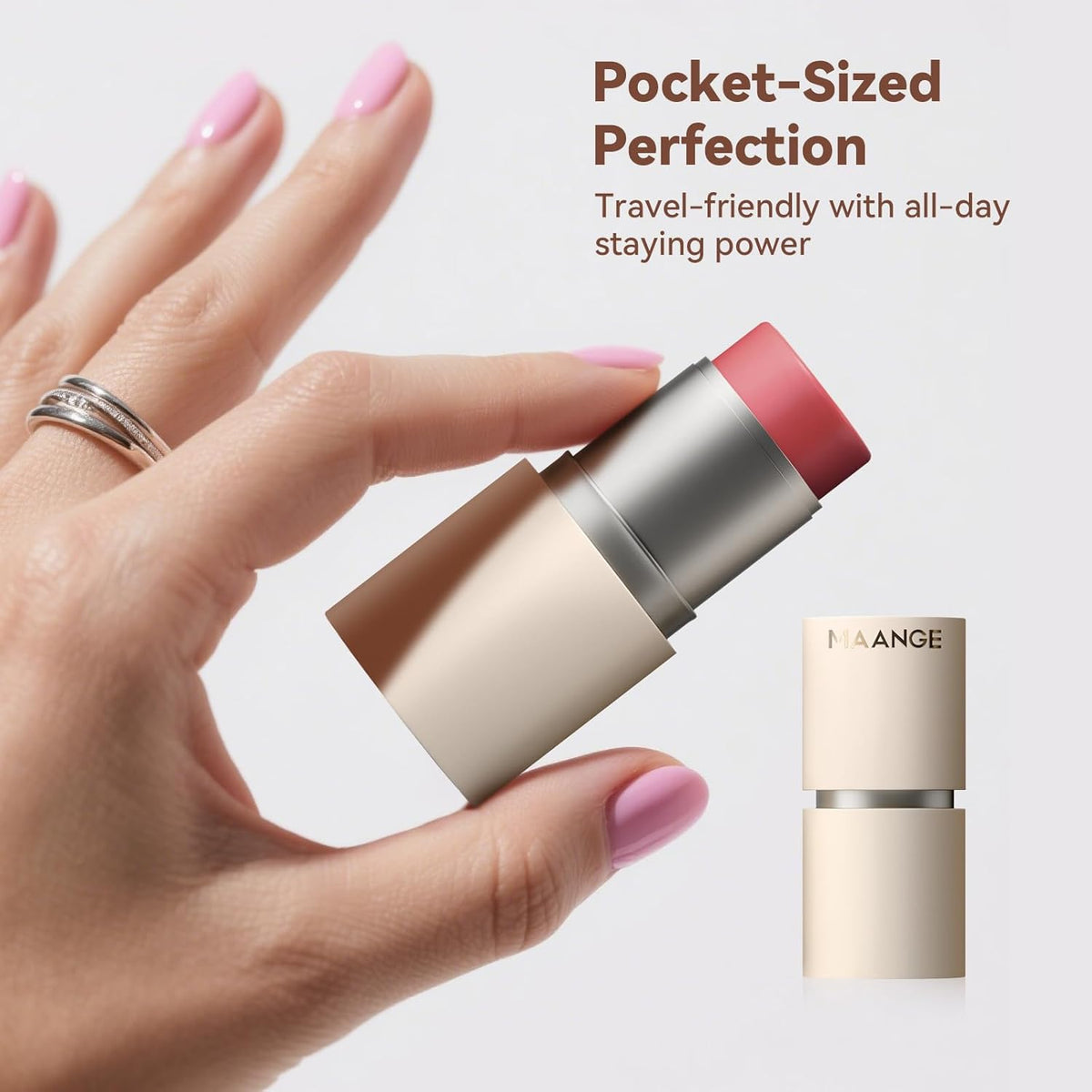MAANGE Multi-Use Blush Stick, All-in-One Cream Blush for Cheeks, Eyes & Lips Long-Wearing