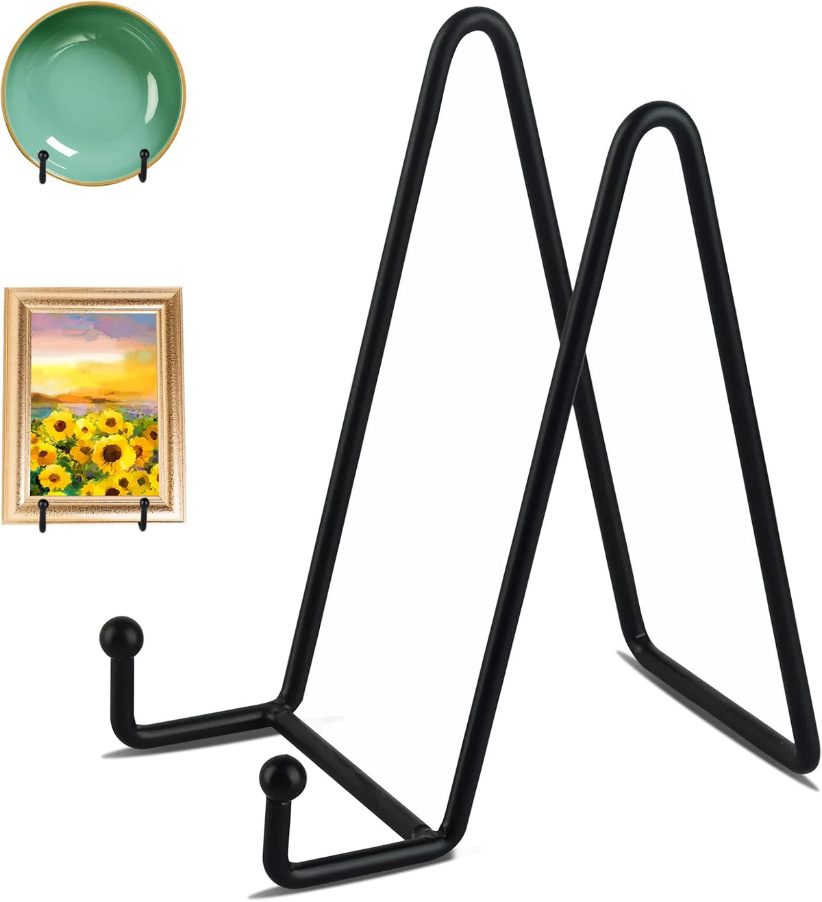 Decolore 3 Pack 6 Inch Black Metal Display Stands Plate Holder Display Stands for Picture
