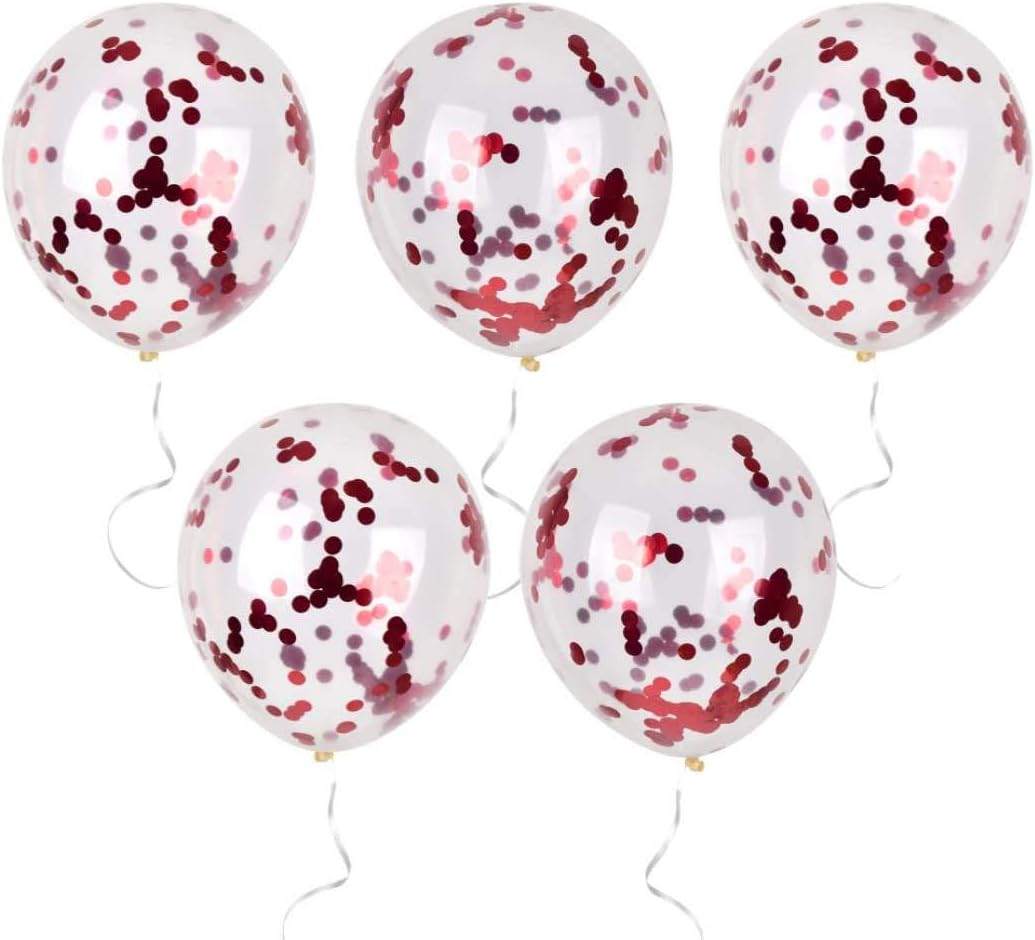 Red Confetti Balloons - 12inch, 50 Pcs Latex Balloons for Birthday, Wedding, Baby Shower, Christmas