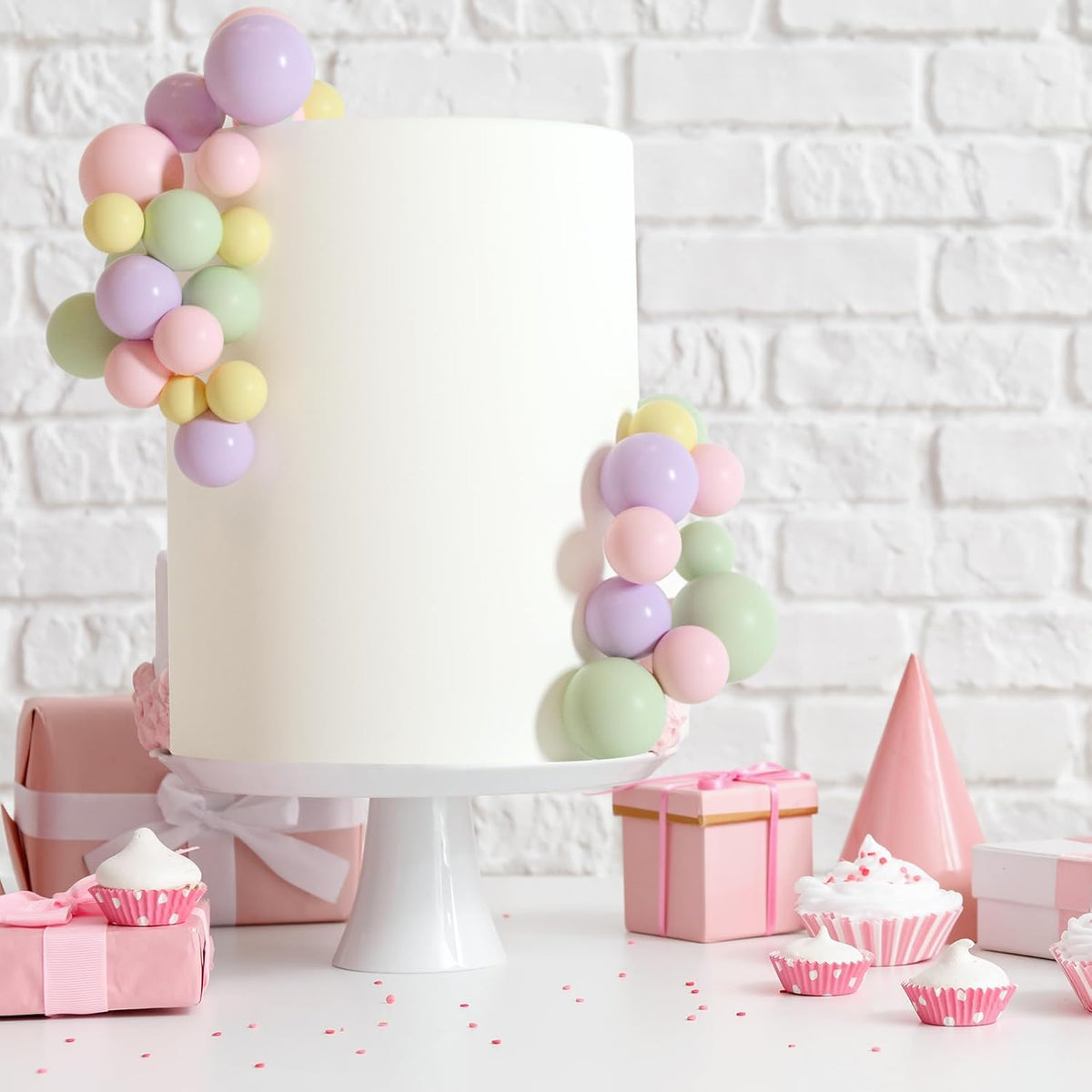 ASTARON 32 Pcs Ball Cake Topper Decorations Mini Balloons Cake Topper Sticks Foam Balls Cake Picks