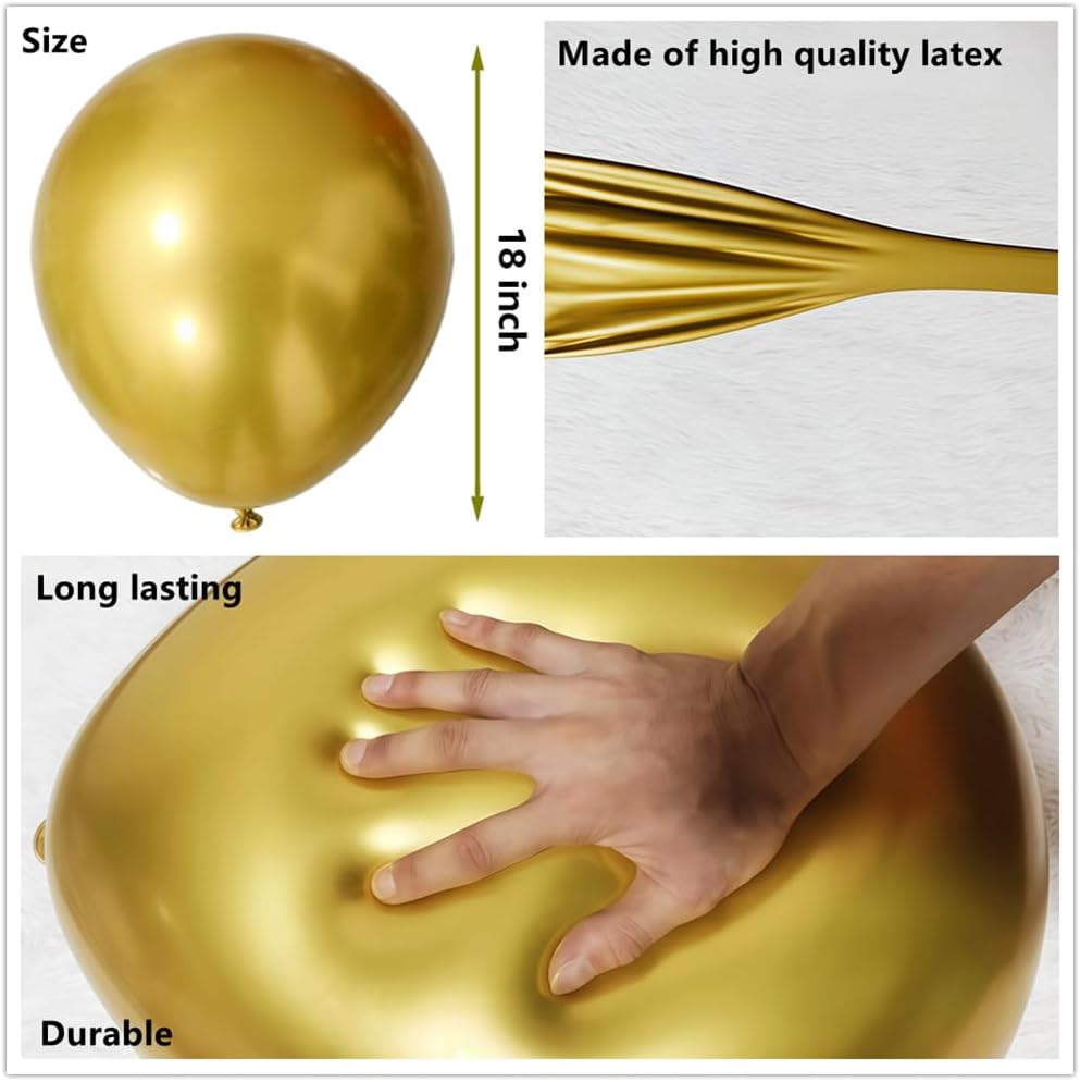 35 Pack Metallic Balloons 18 Inch Chrome Shiny Assorted Colors Latex Rainbow 7 Kinds Color Large