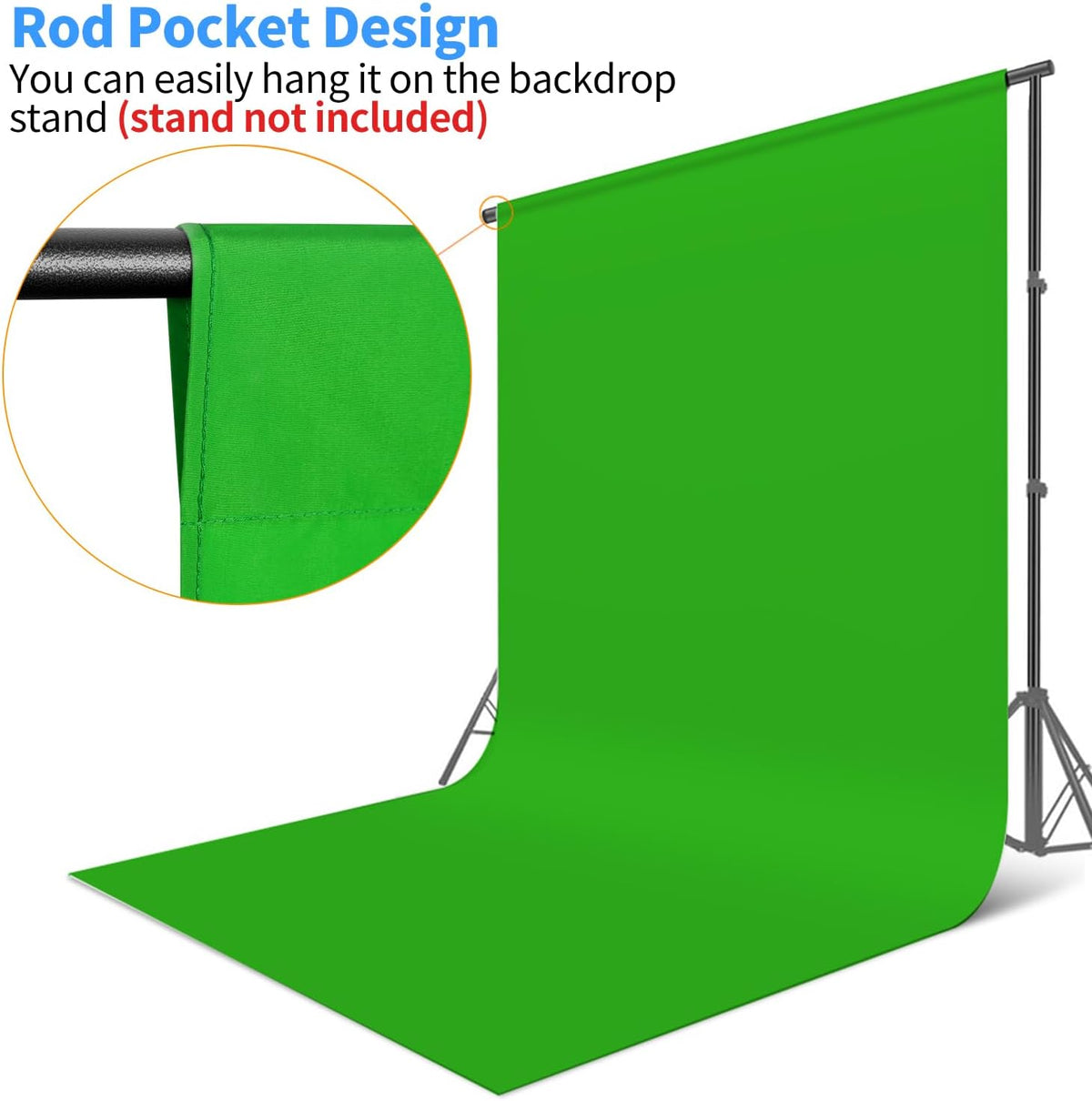 HEMMOTOP Green Screen Backdrop, 5x6.5 ft Photography Chroma Key Greenscreen Background Sheet for