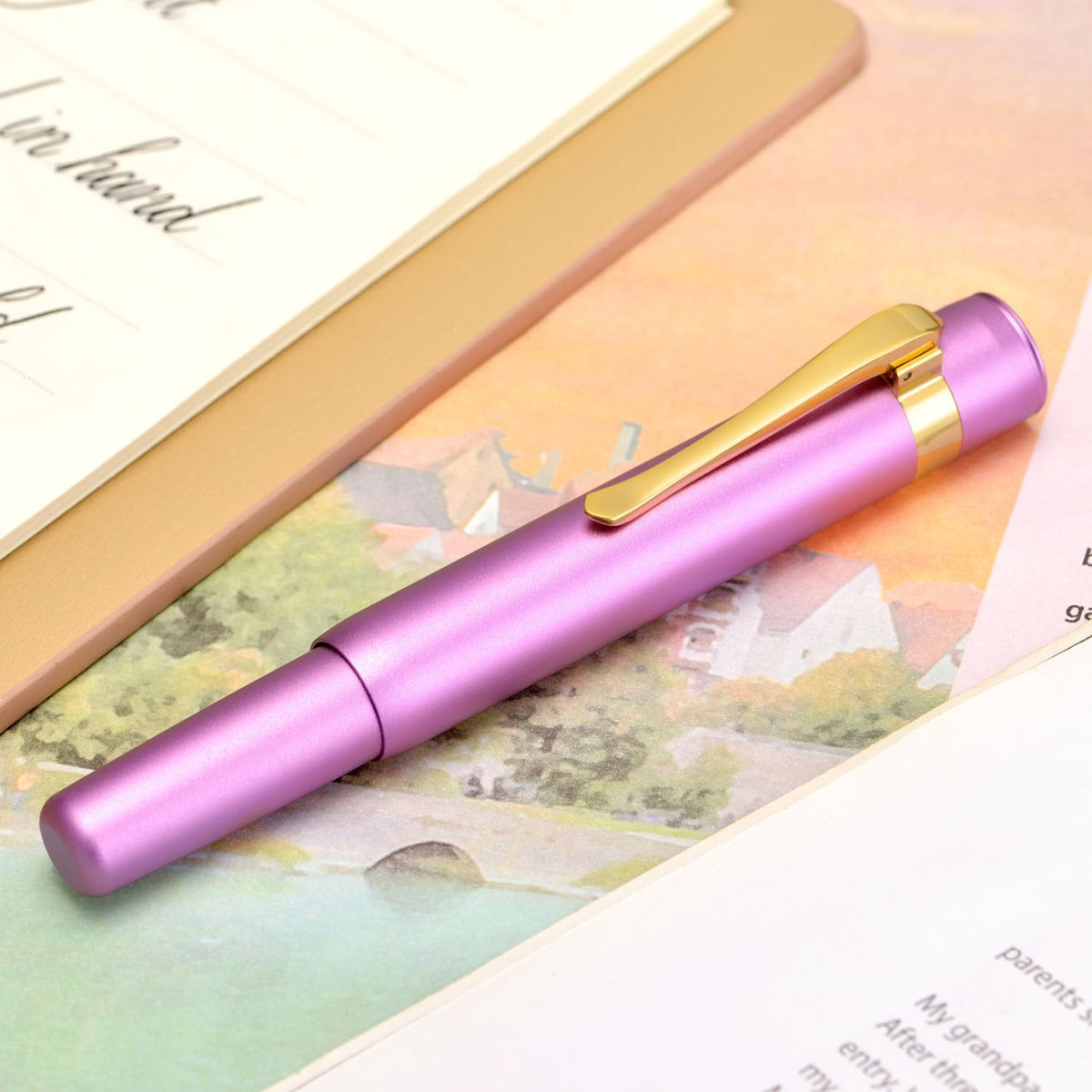 Hongdian M2 Mini Fountain Pen with Extra Fine Soft Golden Nib, Sleek Shape Aluminium Short Pocket