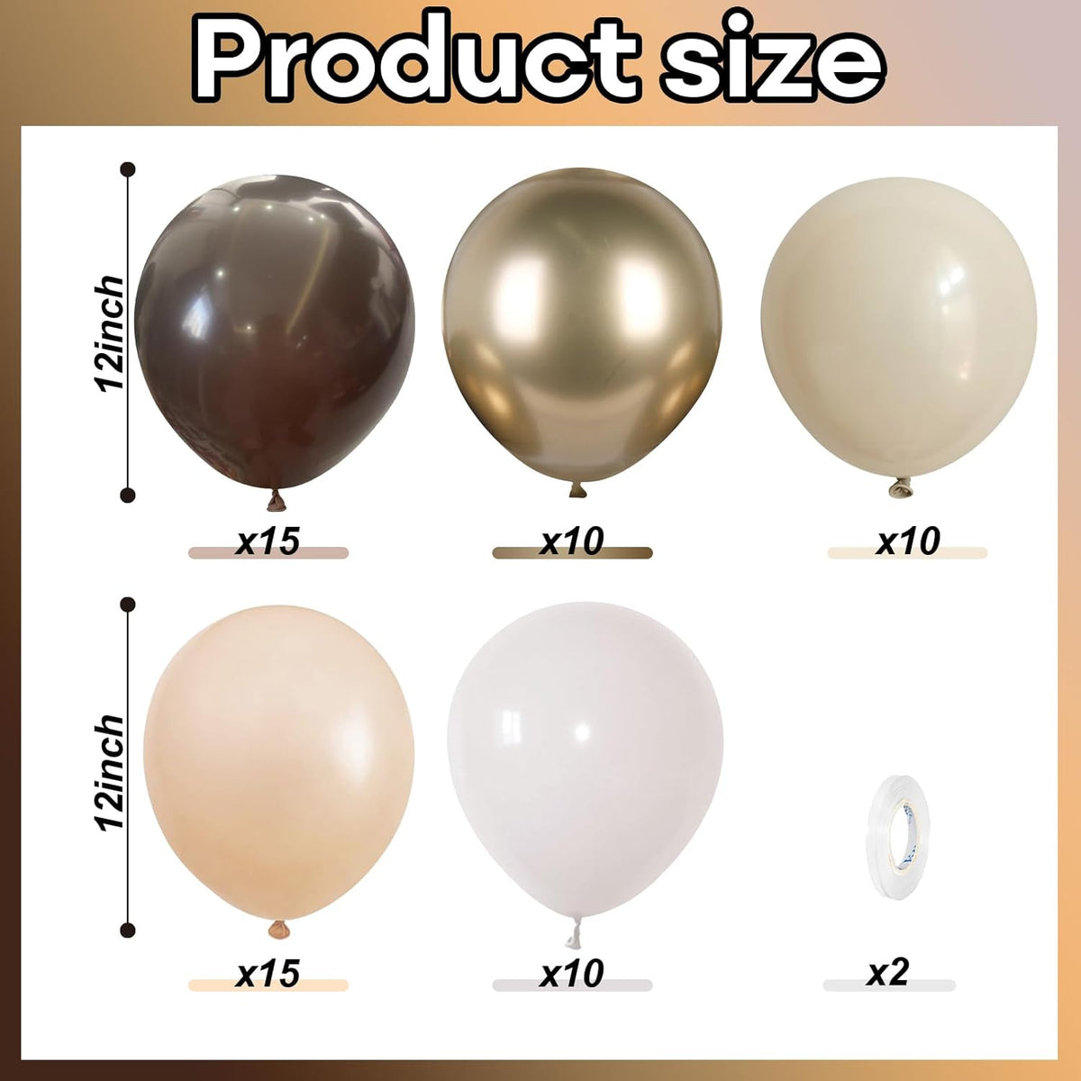 Brown Cream Neutral Balloons, 12 Inch 60PCS Retro Brown Khaki Beige Sand White Balloon, Beige Nude