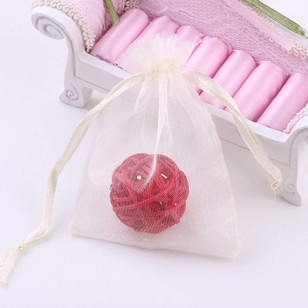 Wudygirl 100pcs Drawstring Organza Bags 5 x 7 Inch Ivory Packaging Seashell Pin Jewelry Lipstick