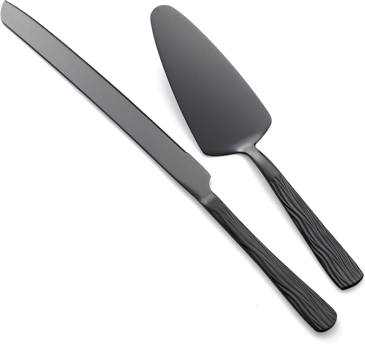 Black Cake Cutter Set, Stainless Steel Cake Cutting Utensils Include 13-inch Cake Knife and